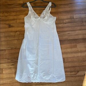 100% Cotton White Wondermaid Lace Detail Slip Dress/Night Gown Size 36